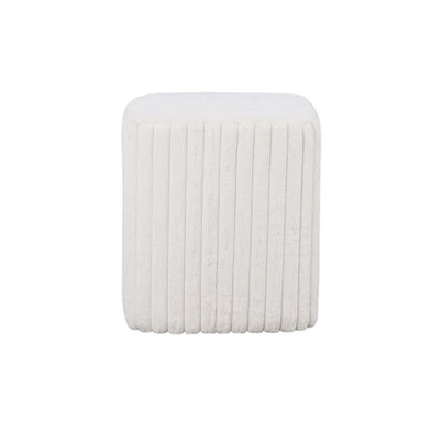 Firkantet hvid lodret mønstret skammel