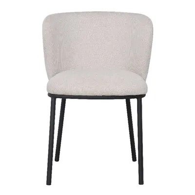 Hvid stof enkel armløs spisestuestol